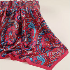 Boho Phoenix Tai Print Bandana Satin Shawl Silk Square Scarf