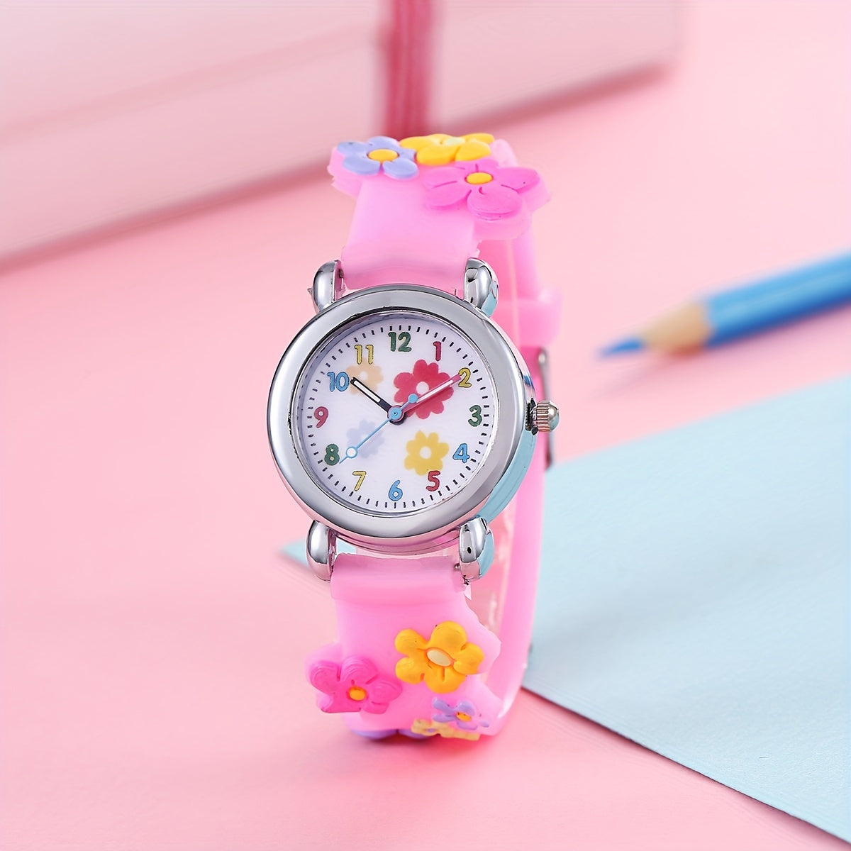 Kids Plastic Flower Pattern Watch