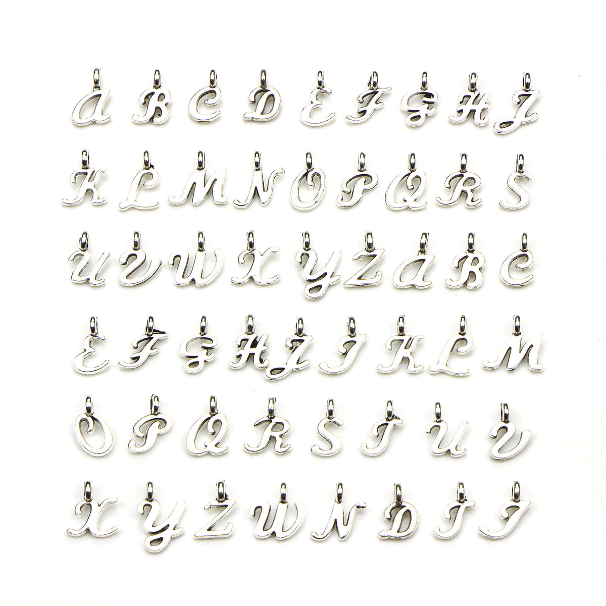 26pcs Antique Silvery Letters Bracelet Pendant Set