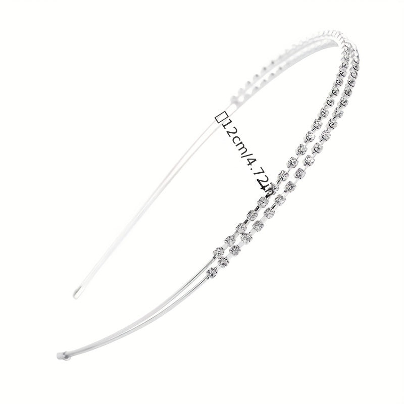 Rhinestone Double Row Hair Hoop Headwear Faux Pearl Headband
