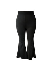High Rise Stretch Flared Leg Trousers Plus Size Casual Pants