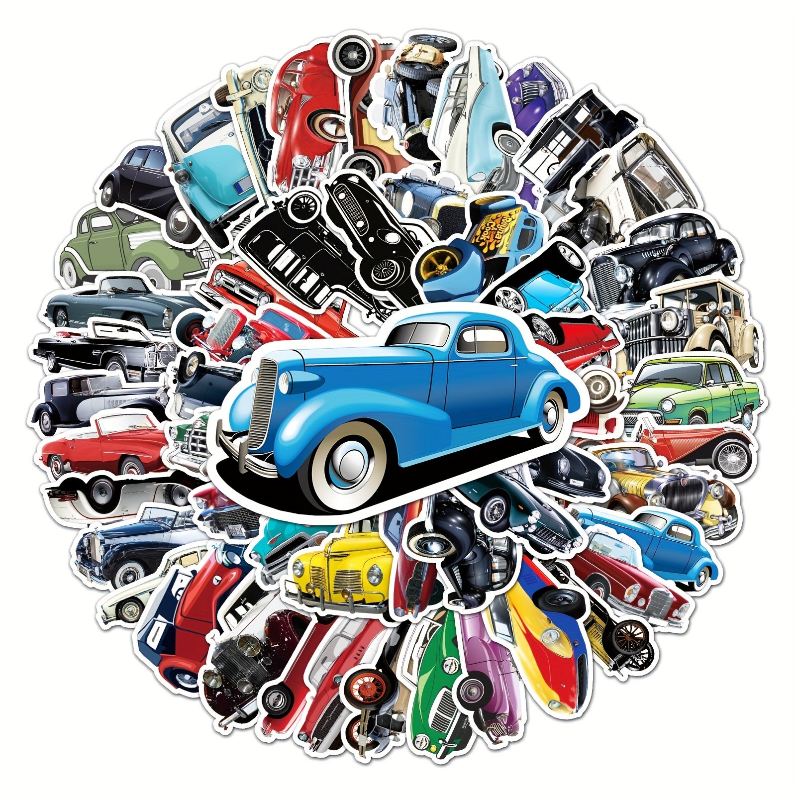 50pcs Vintage Retro Car Stickers for Notebooks Skateboards Cars & More