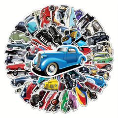 50pcs Vintage Retro Car Stickers for Notebooks Skateboards Cars & More
