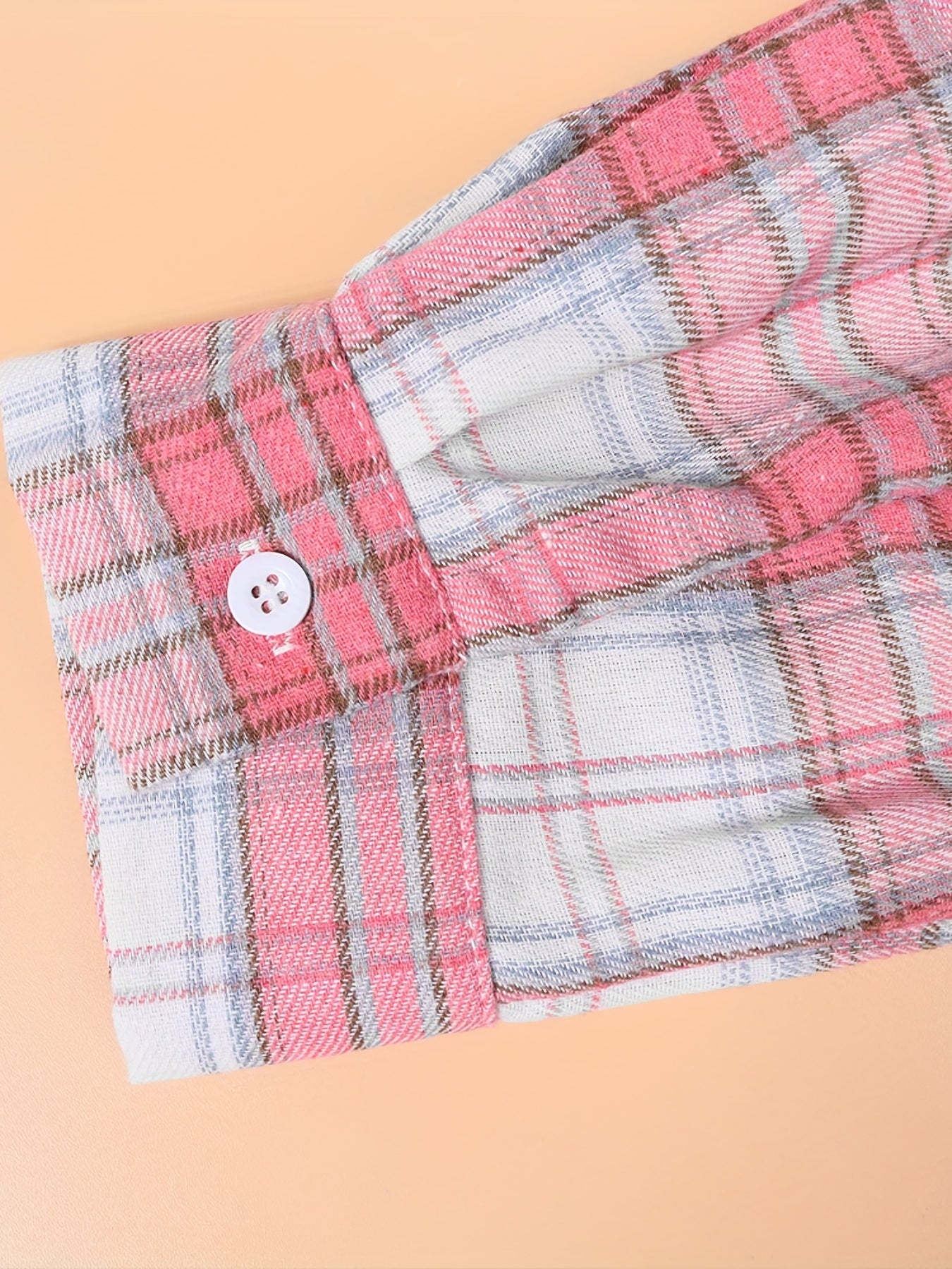  Plaid Button Up Long Sleeve Blouse