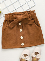 Girls Casual A-line Corduroy Short Skirt with Belt
