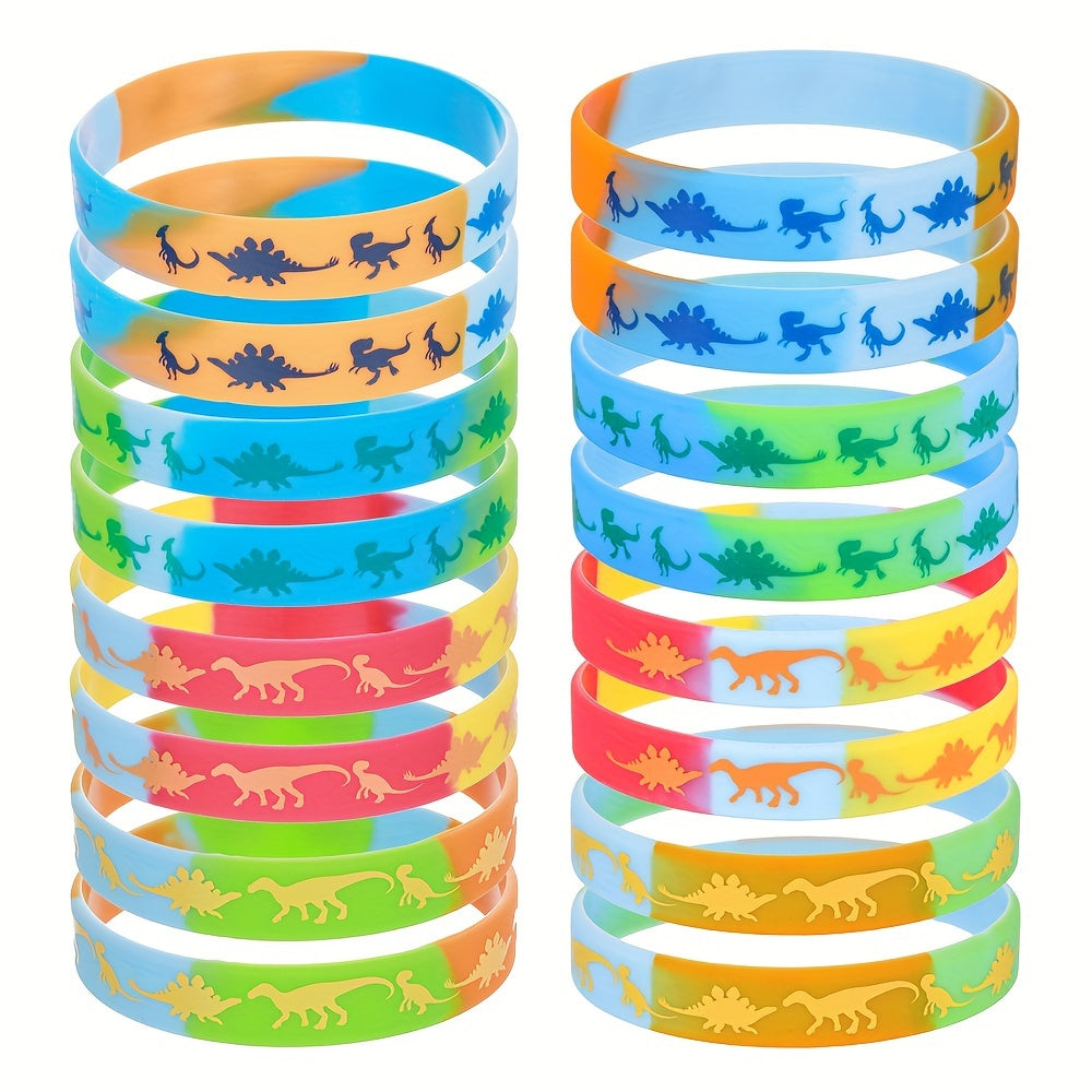 12pcs Jurassic Dinosaur Silicone Bracelets for Party Favors