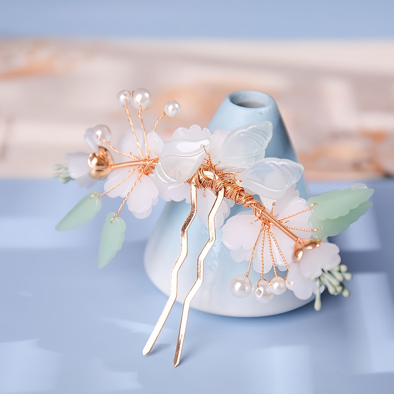 Chinese Style Flower Hairpin Ancient Style Floral U shaped Hair Pin