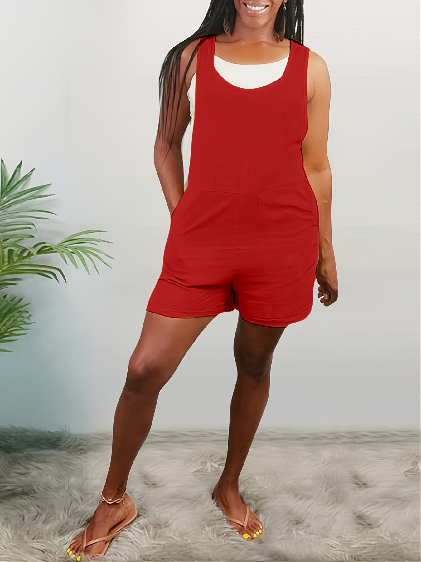 Casual High Waist Sleeveless Pocket Jumpsuit