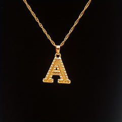 Golden A Initial Necklace Stainless Steel Alphabet Pendant