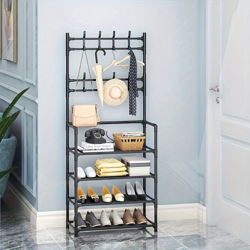 Standing Floor Coat Rack Shoes Rack Multifunctional Storage