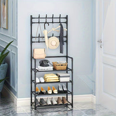 Standing Floor Coat Rack Shoes Rack Multifunctional Storage