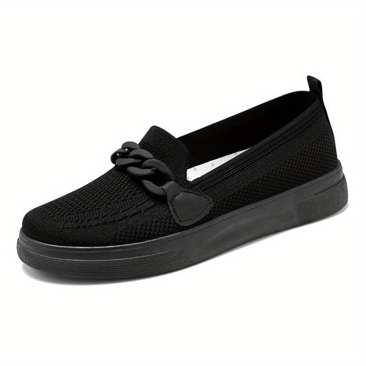 Women's Chain Decor Slip On Shoes Comfy Sneakers