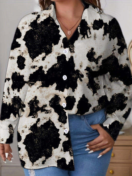 Floral Print Button Up Long Sleeve Blouse