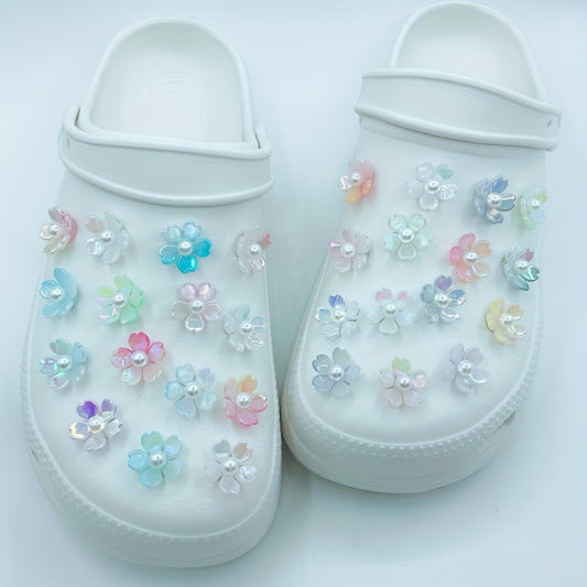 30 Random Gradient Flowers Shoe Charms for Clogs DIY Garden Shoes
