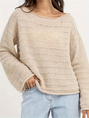  Casual Sweater Women's Solid Round Neck Jumper