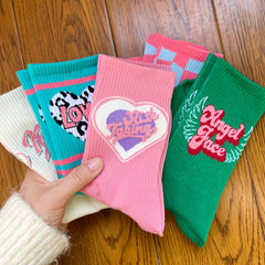 5 Pairs Letter Print Socks Comfy & Breathable Women's Stockings