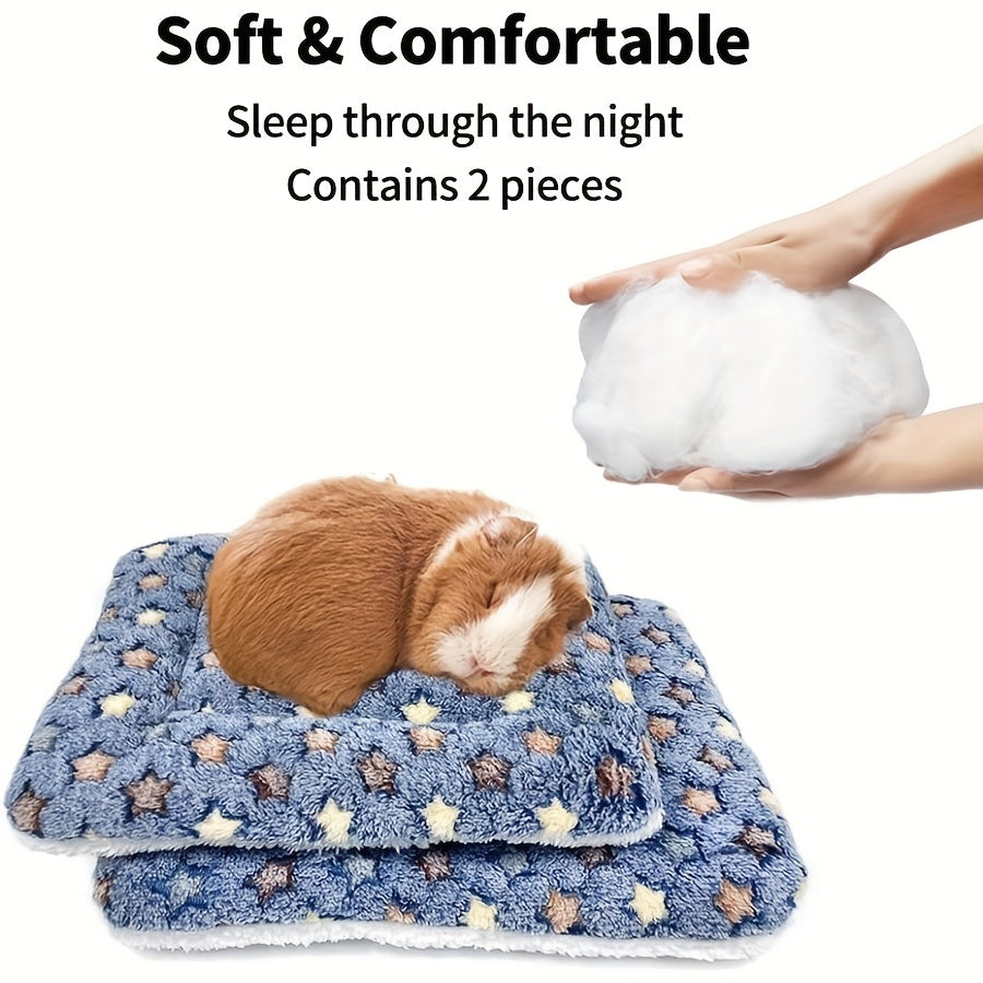 2pcs Washable Guinea Pig Bed Mat Rabbit Winter Bed Pad For Indoor Warm