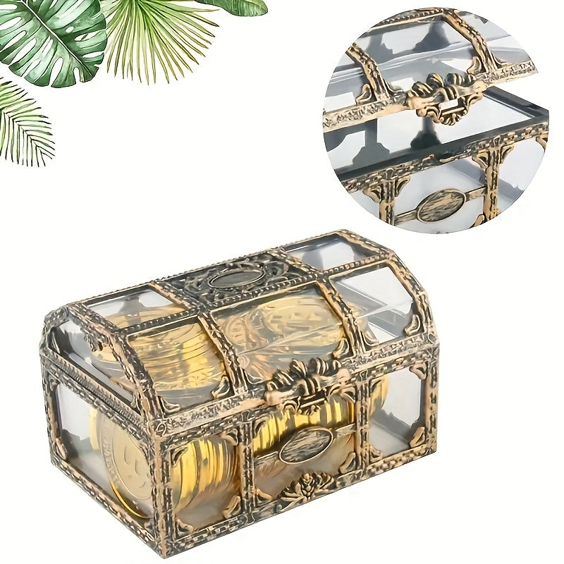 Pirate Treasure Chest Jewelry Gemstone Coin Storage Box With Lid