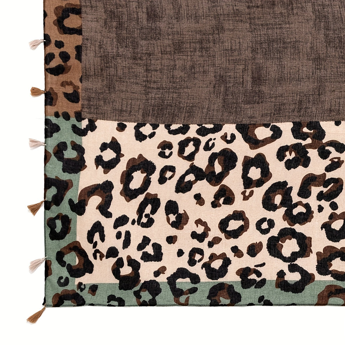 Leopard Print Tassel Decor Scarf Casual Shawl Wrap