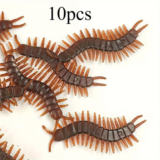 10pcs Realistic Prank Centipedes Orange PVC Halloween April Fool's Decoration