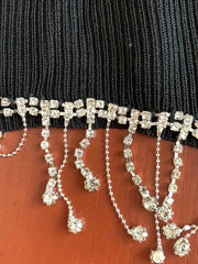 Solid Crop Top Beaded Detail Crew Neck