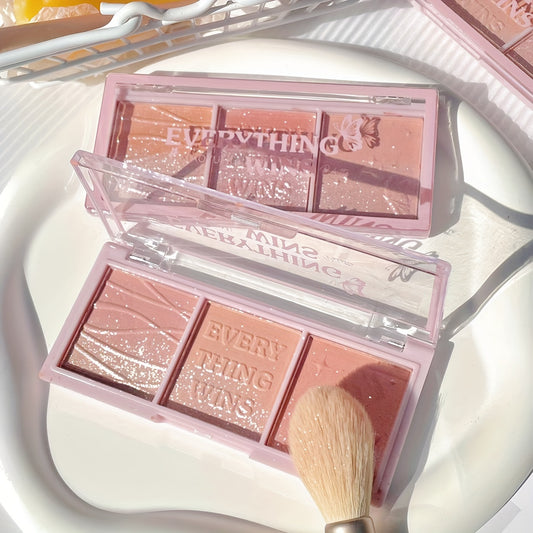 3 Colors Blush Palette Natural Nude Rouge Highlighting Contouring