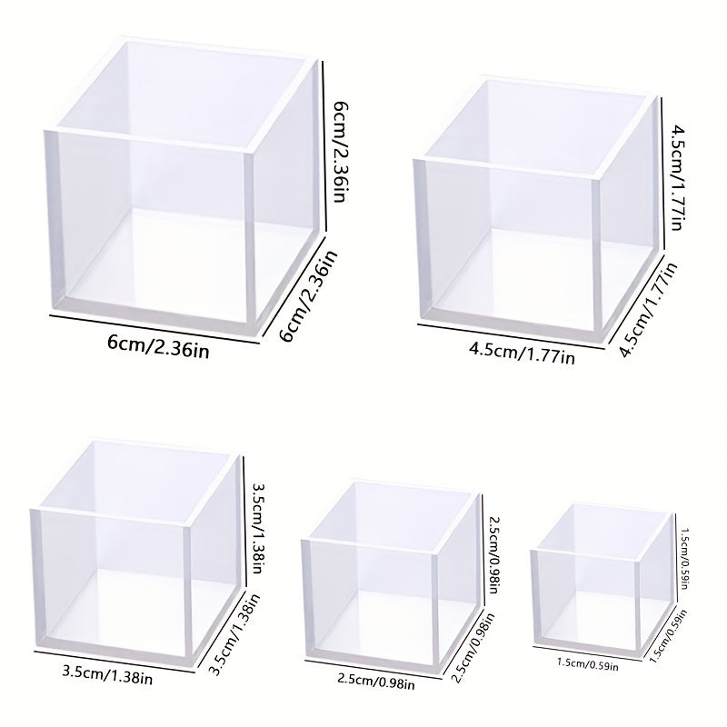 5pcs Resin Silicone Epoxy Pouring Mold DIY Cube for Casting Candle Soap