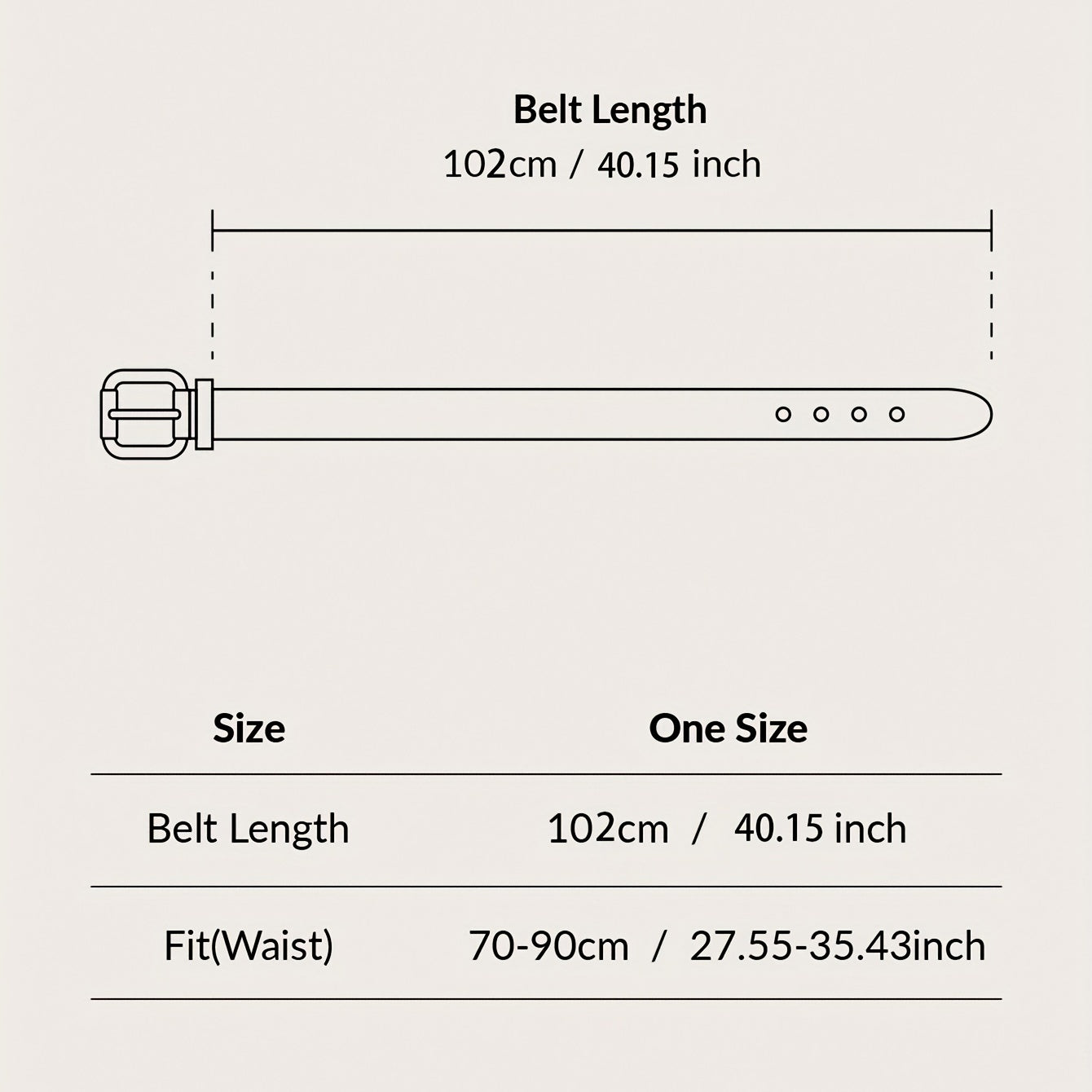 Beige PU Leather Belt with Metal Buckle for Women