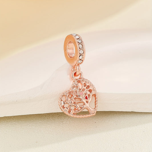 Rose Golden Alloy Heart Tree Pendant DIY Charms Supplies Jewelry