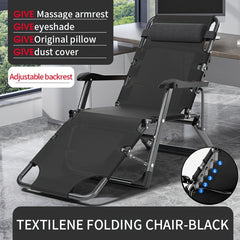 Adjustable Outdoor Folding Lounge Chair 2 in 1 Bed for Office Nap Camping