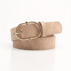 Vintage PU Leather Belt w/ Oval Pin Buckle