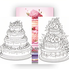Deluxe Desserts & Cakes Coloring Book 22 Pages Fun Art for Adults Perfect Gift