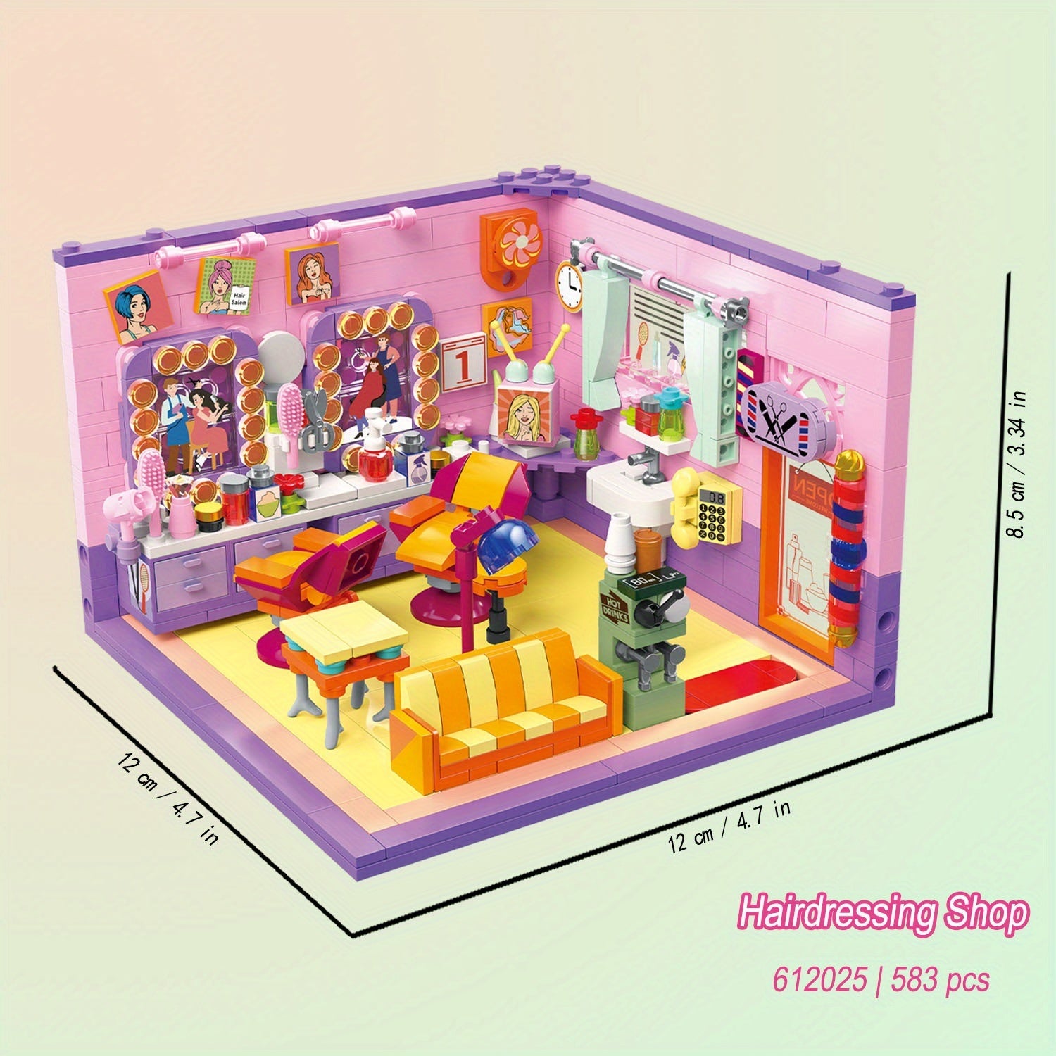 Mini Building Blocks Construction Set for Teenagers Hair Salon & Record Store