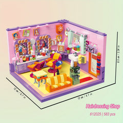 Mini Building Blocks Construction Set for Teenagers Hair Salon & Record Store