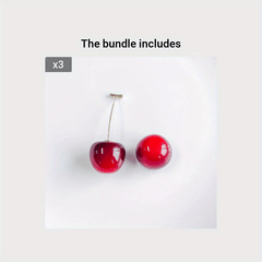 Cherry Earrings Long Dangling Fruit Red Women