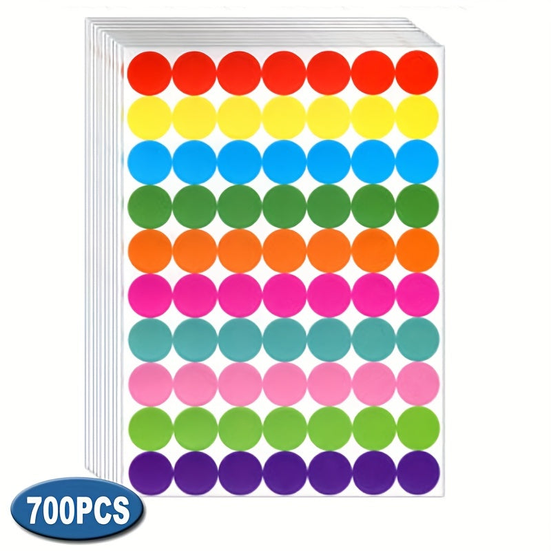 700pcs Round Colored Dot Stickers 1" Self-adhesive 10 Colors Sealing Sticker