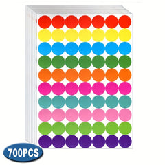 700pcs Round Colored Dot Stickers 1" Self-adhesive 10 Colors Sealing Sticker