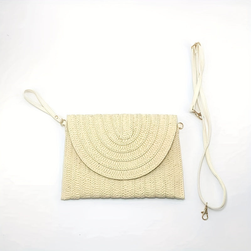 Straw Clutch Bag Boho Style Crossbody Handbag