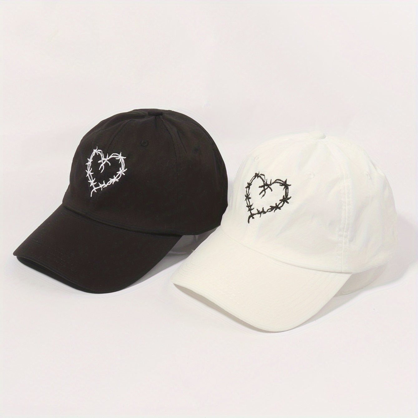 Couple Baseball Cap Heart Embroidery Sun Hat Adjustable Dad Hats