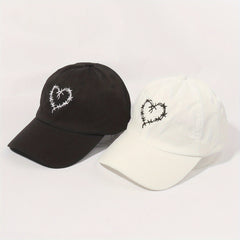 Couple Baseball Cap Heart Embroidery Sun Hat Adjustable Dad Hats