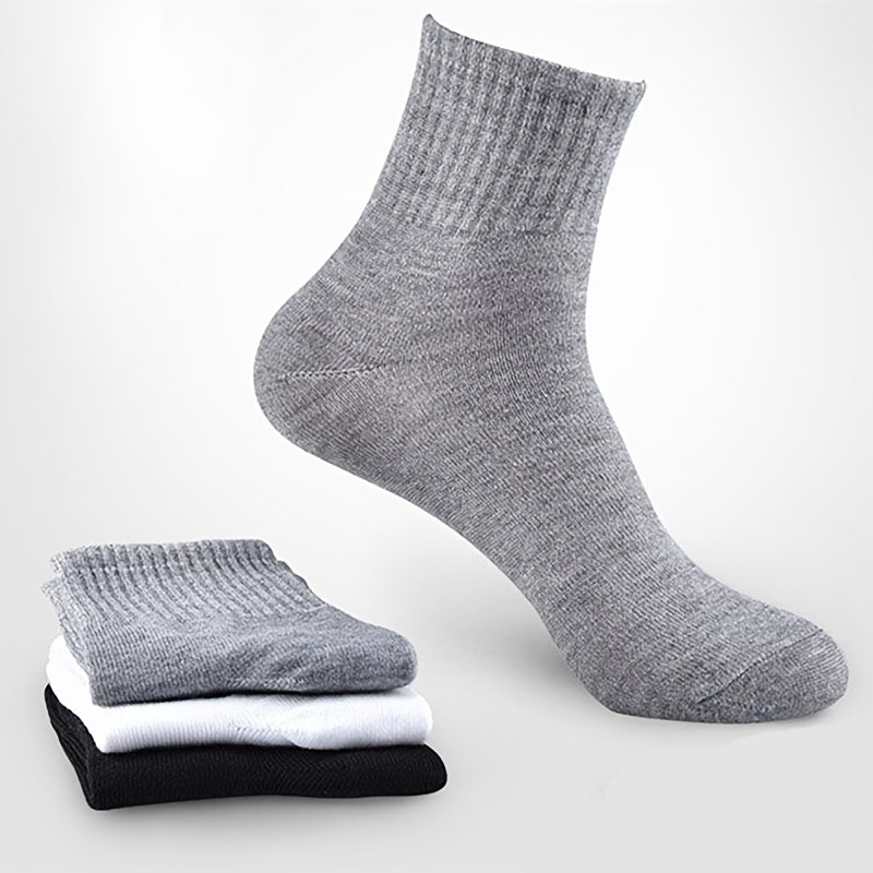 3 Pairs Solid Socks Comfortable & Breathable Women's Crew Socks