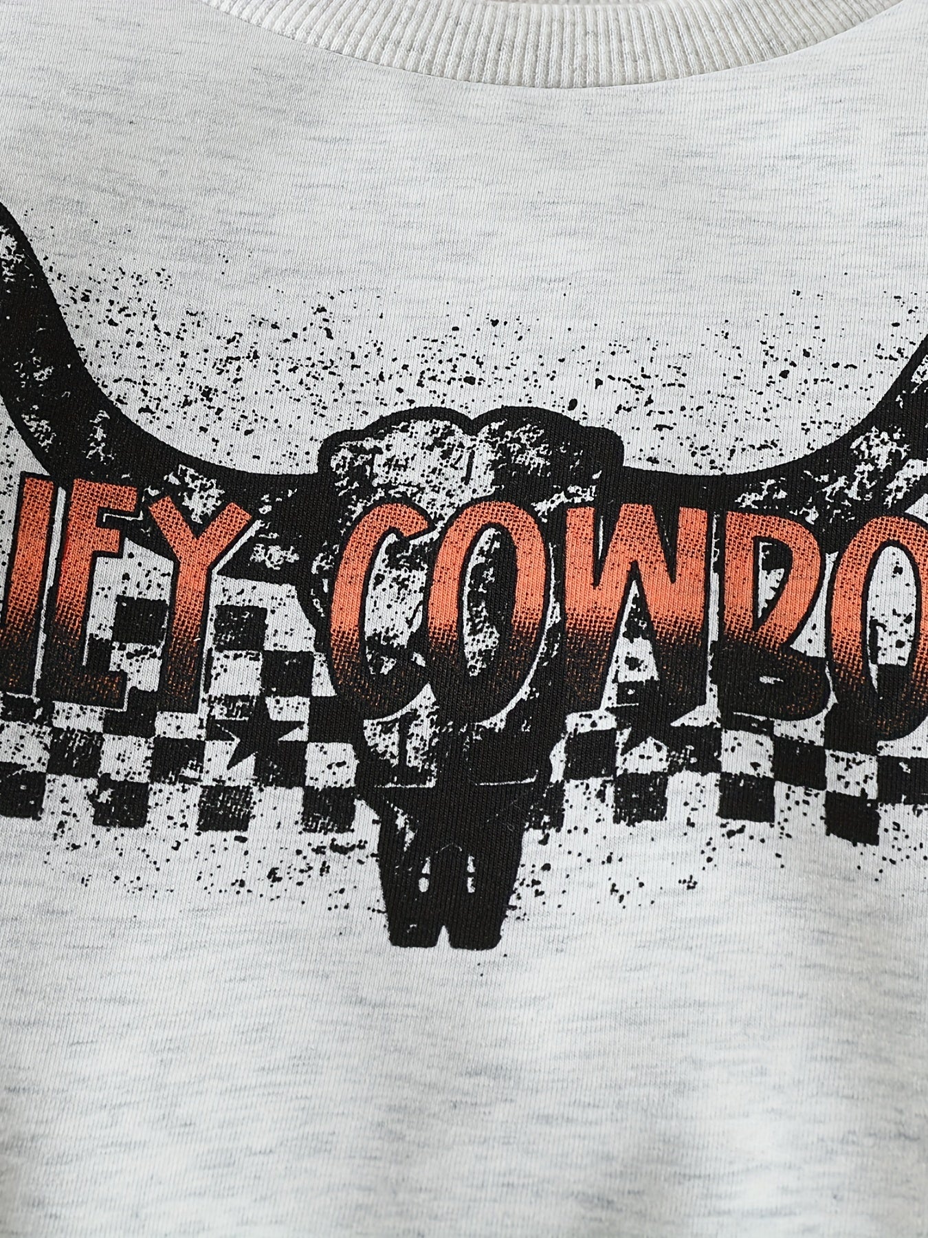 Autumn Boys Cow Head Letter Print Casual Sweatshirt Pullover