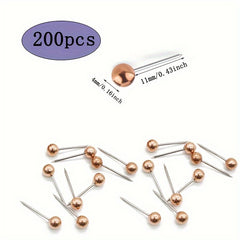 200pcs Rose Push Pins Map Tacks 1 6Inch Retro Metallic Beads Head