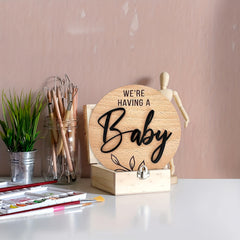 Baby Birth Sign Doorplate Decorative Pendant Wooden Round Card Souvenir