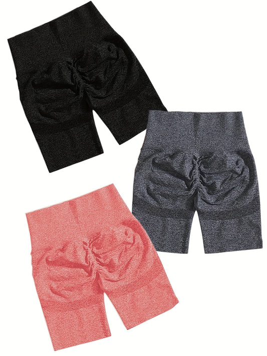 High Waist Multicolor Yoga Shorts 3 Piece Set