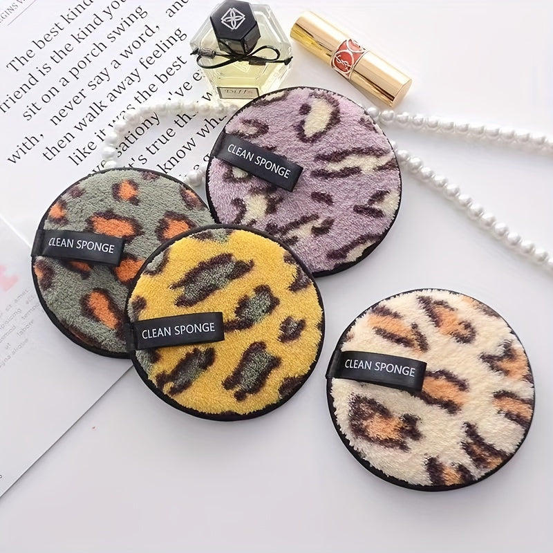 2pcs 4pcs Reusable Makeup Remover Pads Leopard Cleansing Facial