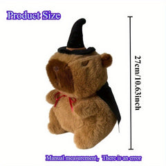Capybara Plush Toy with Bat Cape & Witch Hat