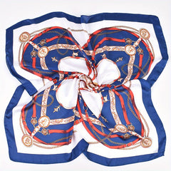 70 Chain Print Square Scarf Vintage Silk Bandana Windproof Head Wrap