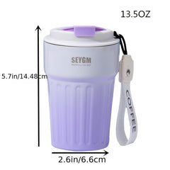 Portable Stainless Steel Coffee Mug Striped Business Office Mug