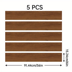 5pcs 6'' X 91 Wood Grain Floor Stickers Non Slip Self Adhesive Wall Stickers